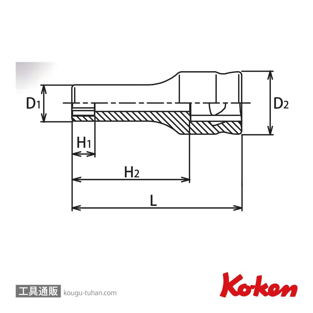 コーケン 2300XZ-8 Z-EAL 1/4"6角セミディープソケット 8の画像