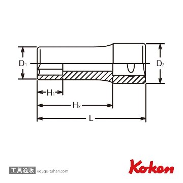 コーケン 3300M-10 3/8"6角ディープソケット 10mmの画像