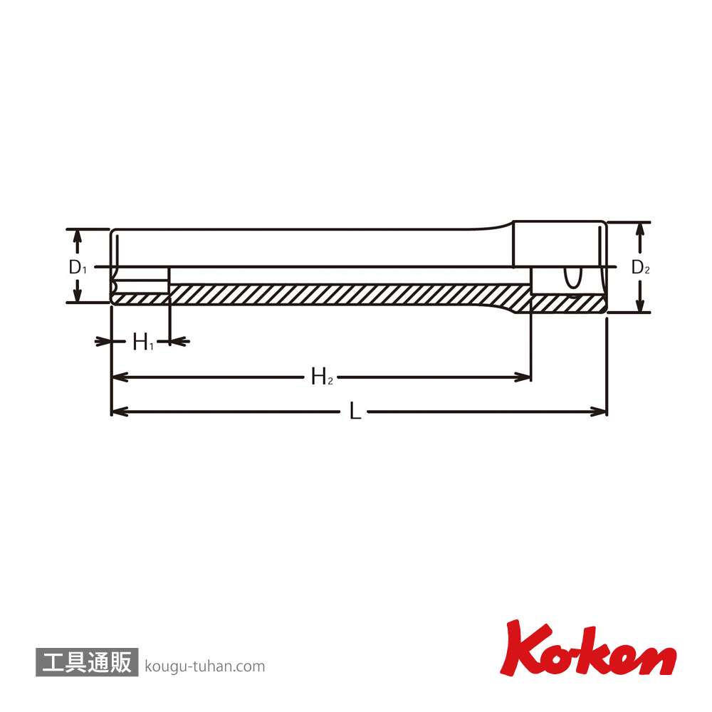 コーケン 3300M-10(L120) 3/8"6角エクストラディープソケットの画像