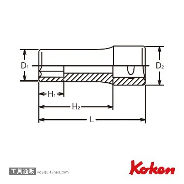 コーケン 4300M-23 1/2"6角ディープソケット 23mmの画像