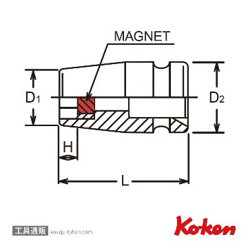 コーケン 12460AG-1/2 1/4"インパクトソケット(マグネット) 1/2"の画像