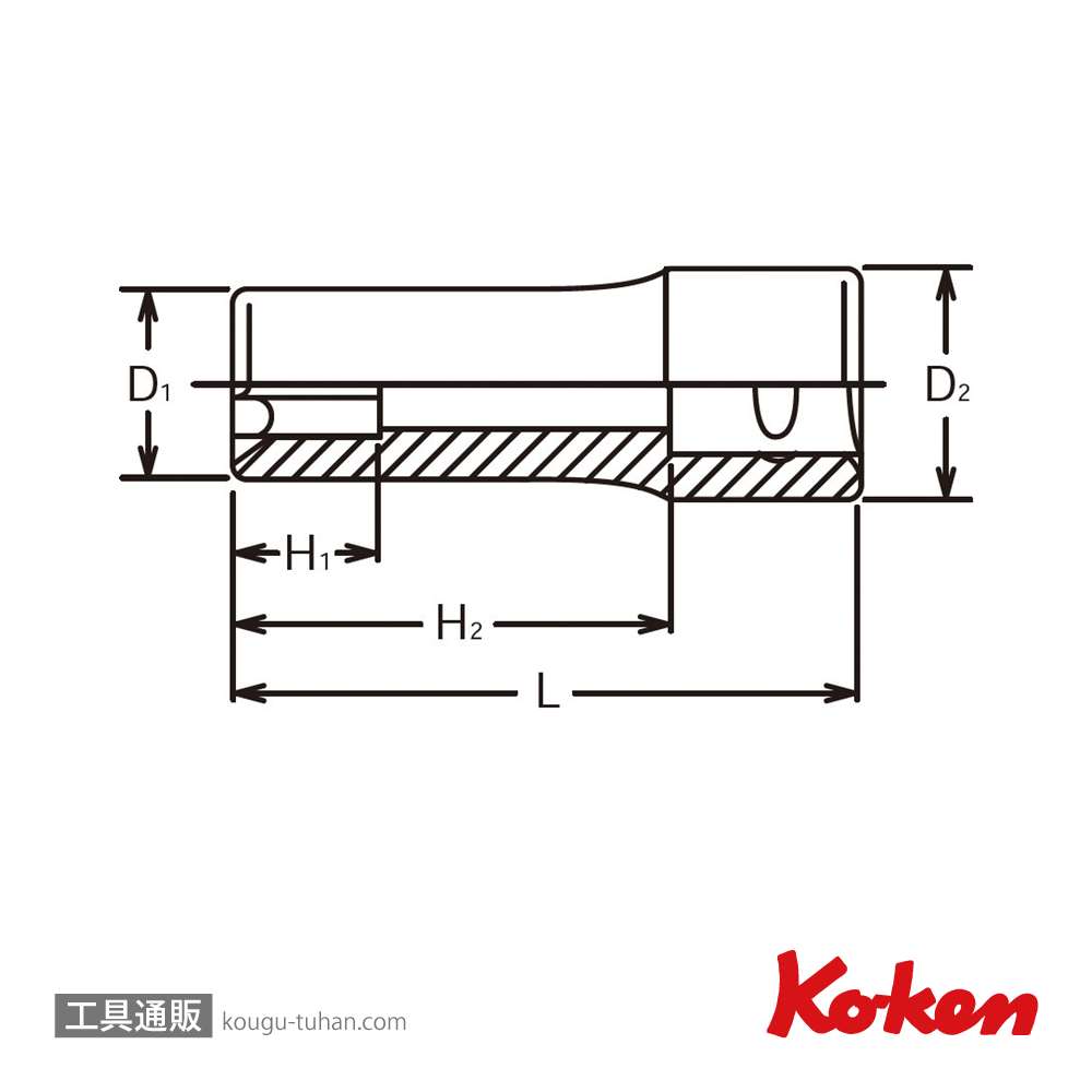 コーケン 3325-E10 3/8"トルクスディープソケット E10の画像