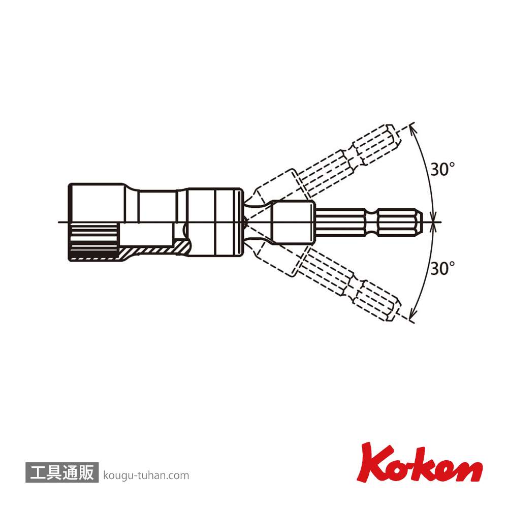コーケン BD011SN-19 1/4"H ユニバーサルソケット 19mmの画像