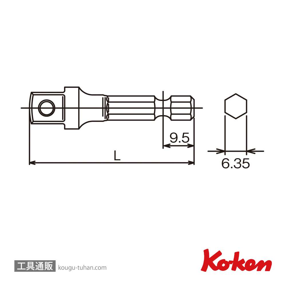 コーケン 112-100B 1/4"H アダプターの画像