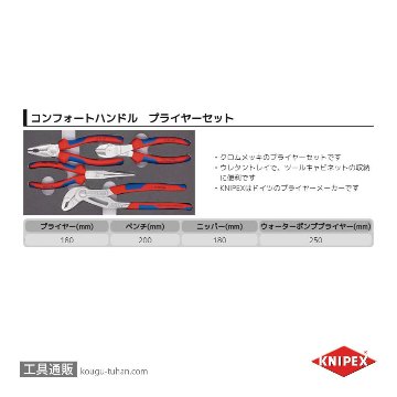 KNIPEX 002001V17 プライヤーセット ウレタントレイ入りの画像