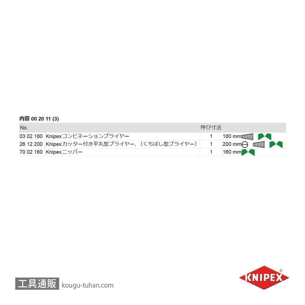KNIPEX 002011 アッセンブリーパックの画像