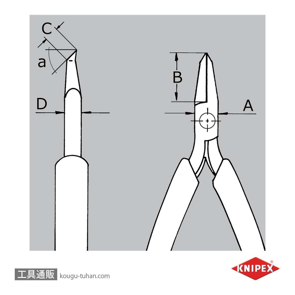 KNIPEX 6462-120 エレクトロニクスエンドカッティングニッパーの画像