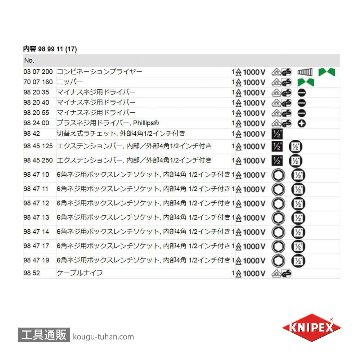 KNIPEX 989911 絶縁工具セットの画像