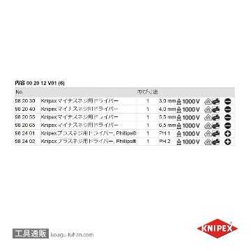 KNIPEX 002012V01 絶縁ドライバーセットの画像