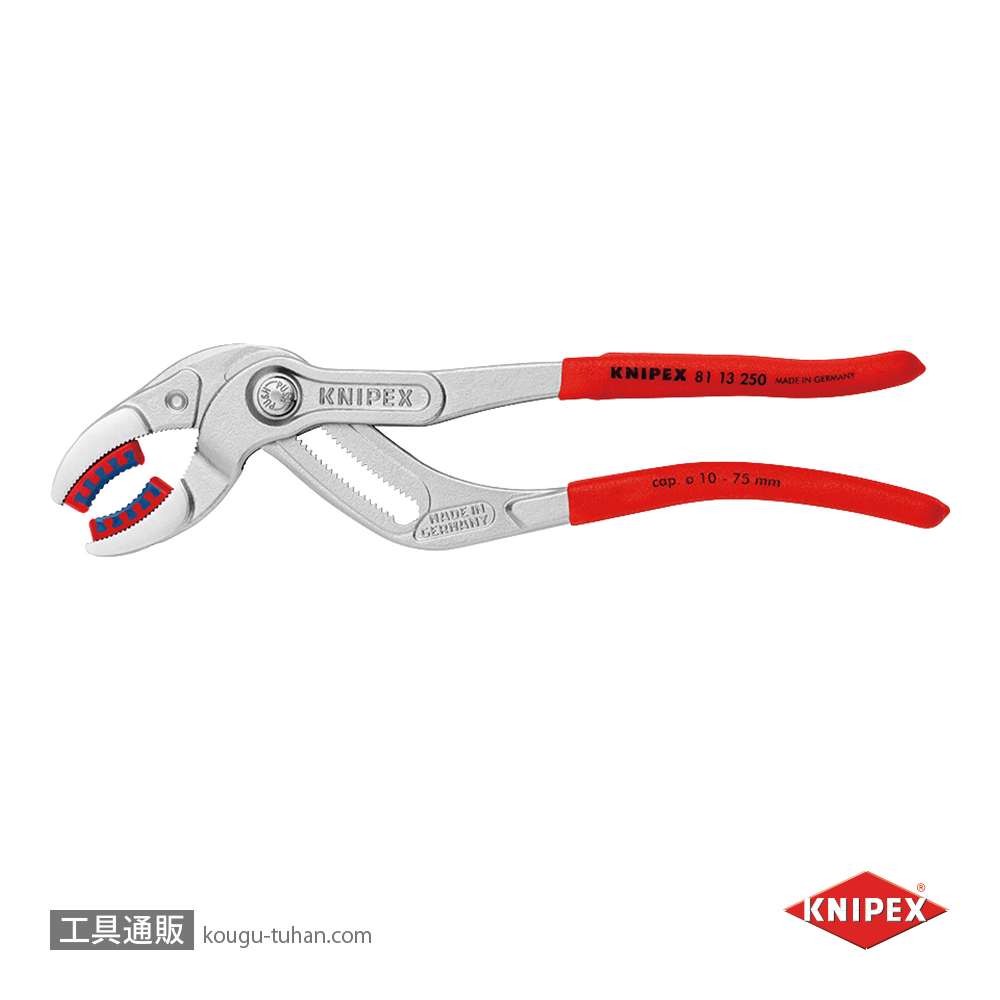 KNIPEX 8113-250 パイププライヤー(プラスチックアゴ付)の画像