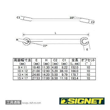 SIGNET 33720 フレアナットレンチ4本セットの画像