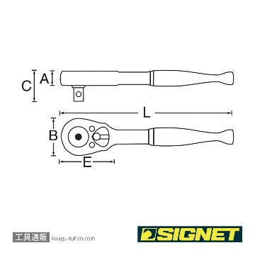 SIGNET 12530 3/8DR スタビー ラチェットハンドルの画像