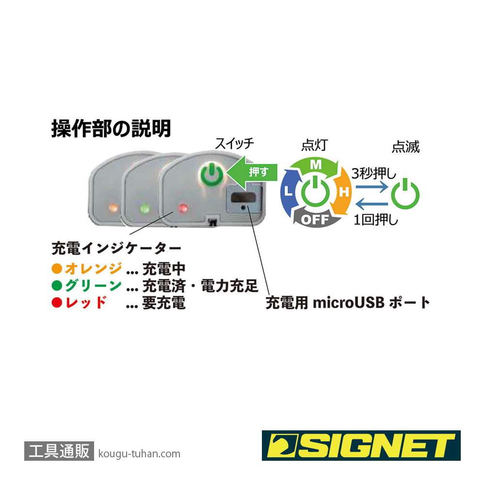SIGNET 96095 USB充電式耐油LEDライト マグネット付 290MMの画像