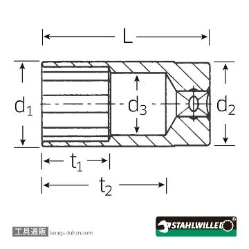 スタビレー 46A-1/2 (3/8SQ)ディープソケット(12角) 1/2インチの画像
