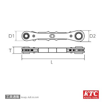 KTC MR-0813 4サイズ板ラチェットレンチ スタンダードの画像