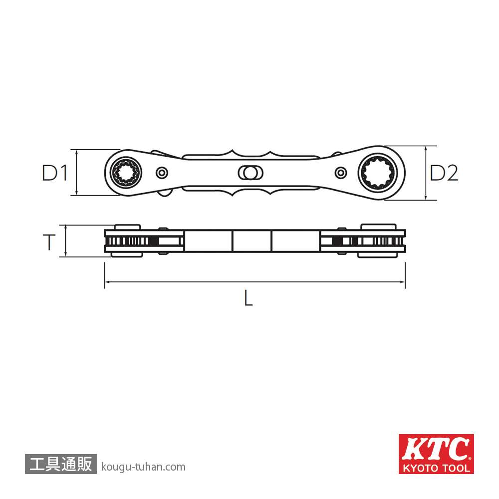 KTC MR-1014 4サイズ板ラチェットレンチ スタンダードの画像