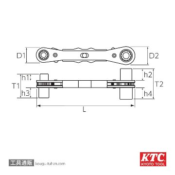 KTC MR-1014L 4サイズ板ラチェットレンチ ロングの画像