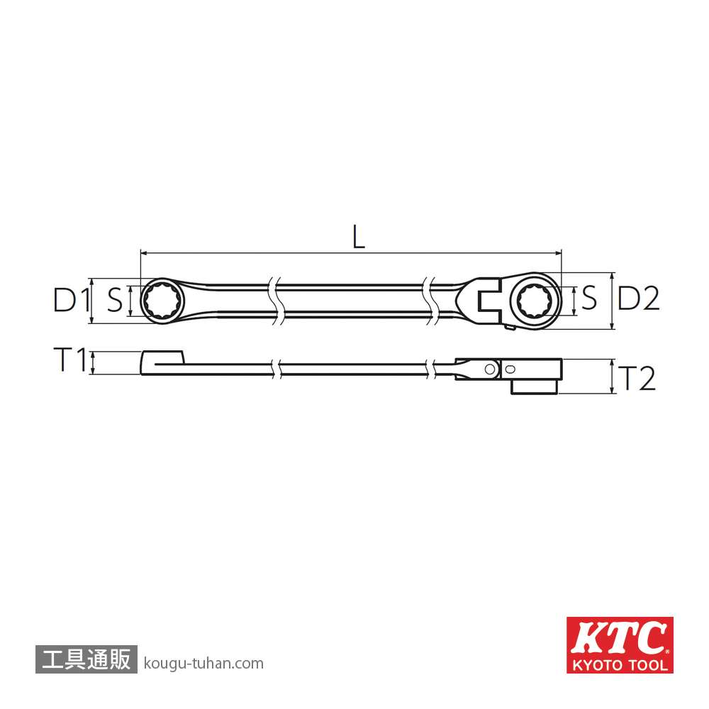 KTC MR15L-10F 超ロングラチェットメガネレンチ首振の画像