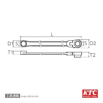 KTC MR15L-14F 超ロングラチェットメガネレンチ首振の画像