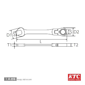 KTC MSR1A-08F ラチェットコンビネーションレンチ首振りタイプの画像