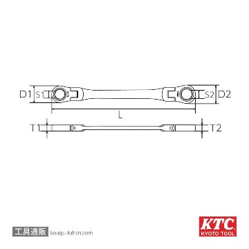 KTC MR1A-1012F ラチェットめがねレンチ(両頭首振タイプ)の画像