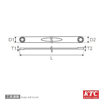 KTC WEE12X14L E型トルクス ロング ストレート メガネレンチの画像
