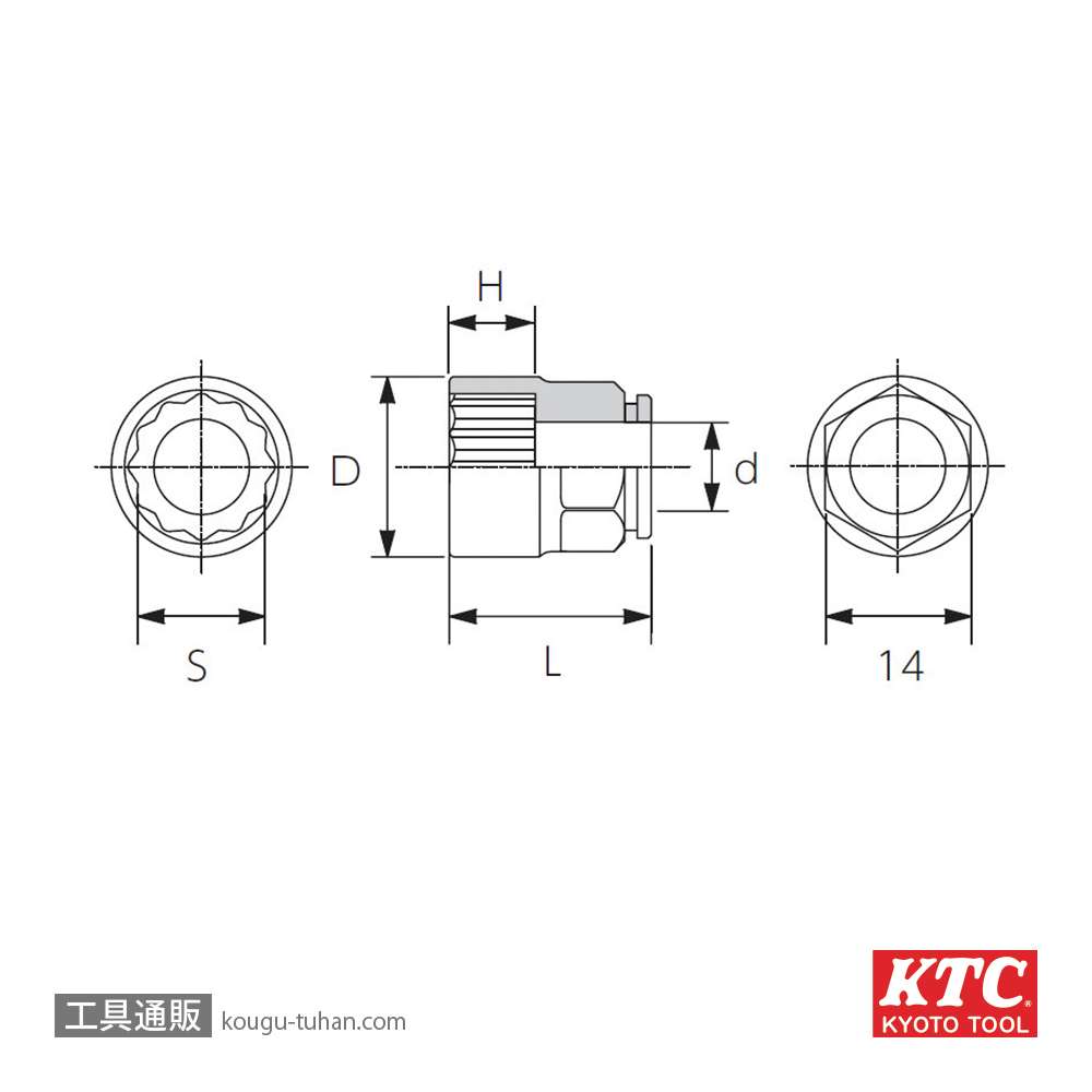 KTC BZ14-12W ラチェットメガネ用ソケットの画像