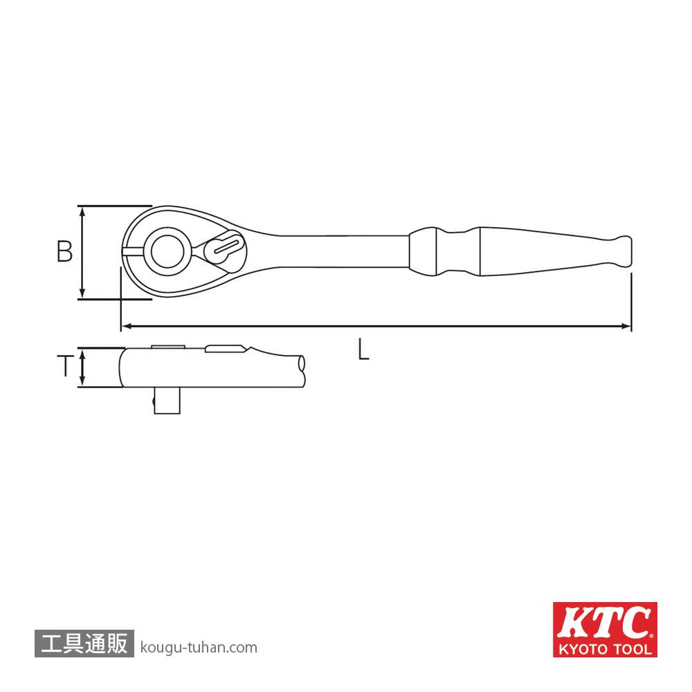 KTC BR2E-S (6.3SQ)ラチェットハンドル (パック)の画像