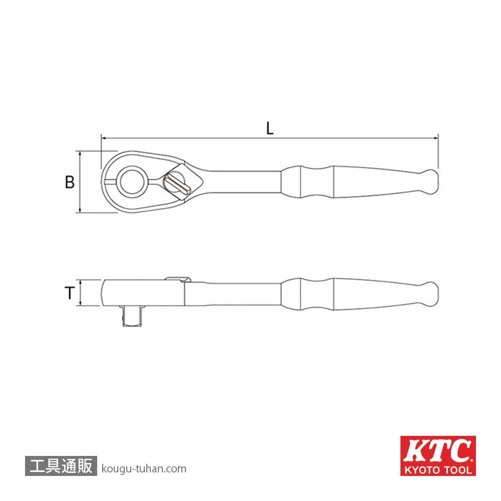 KTC BR390 (9.5SQ)ラチェットハンドルの画像