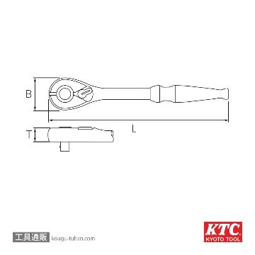 KTC BRC3E-S (9.5SQ)コンパクトラチェットハンドル (パック)の画像