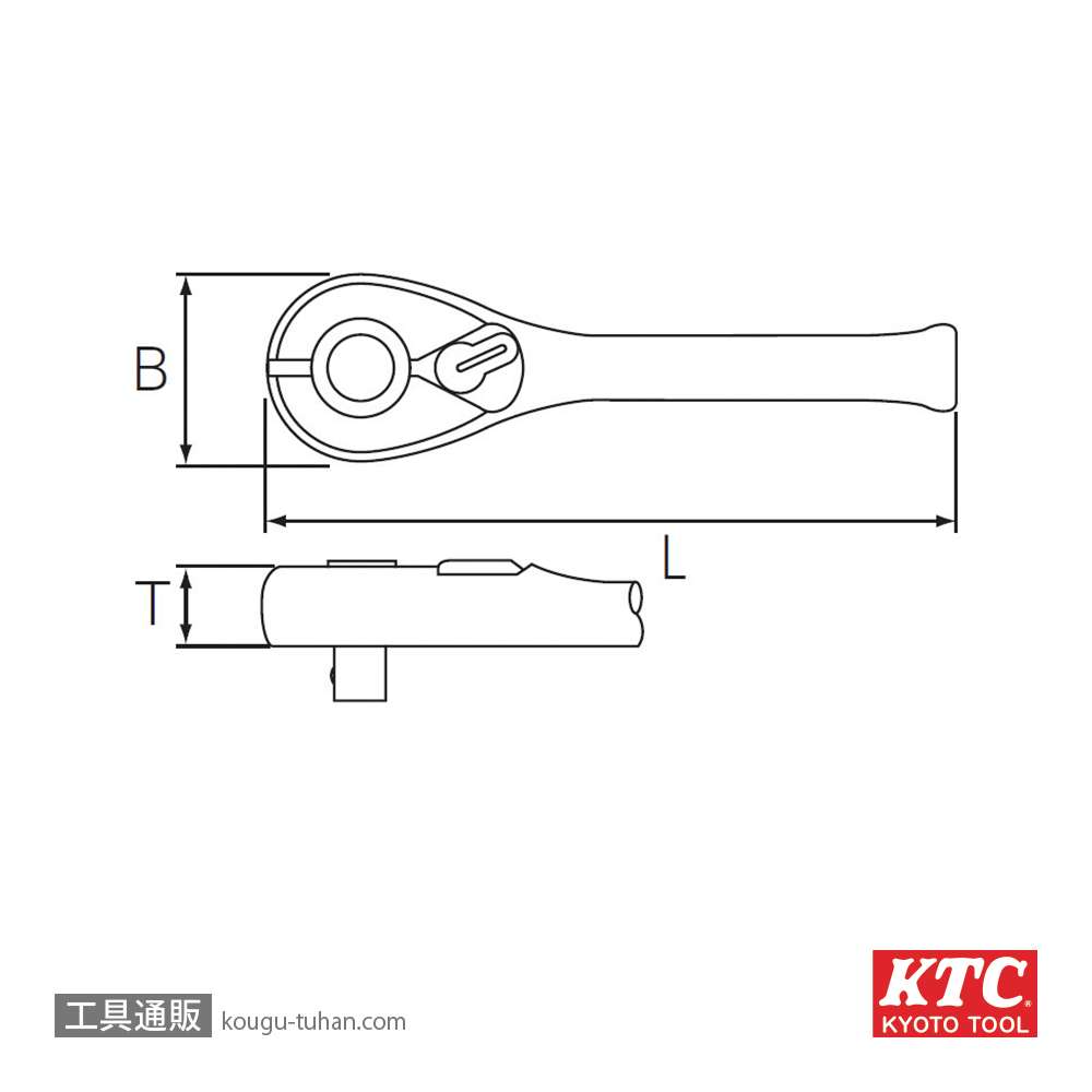 KTC BRC3S-S (9.5SQ)コンパクトショートラチェット (パック)の画像