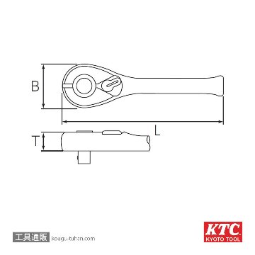 KTC BRC3S-S (9.5SQ)コンパクトショートラチェット (パック)の画像
