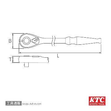 KTC BR2L-S (6.3SQ)ロングラチェットハンドル (パック)の画像