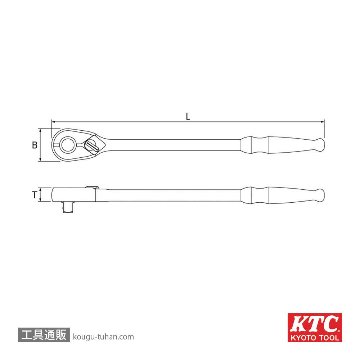 KTC BR390L 9.5sq.ロングラチェットハンドル(90枚ギア)の画像
