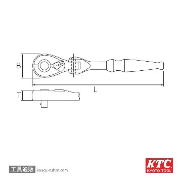 KTC BR2F-S (6.3SQ)フレックスラチェットハンドル (パック)の画像
