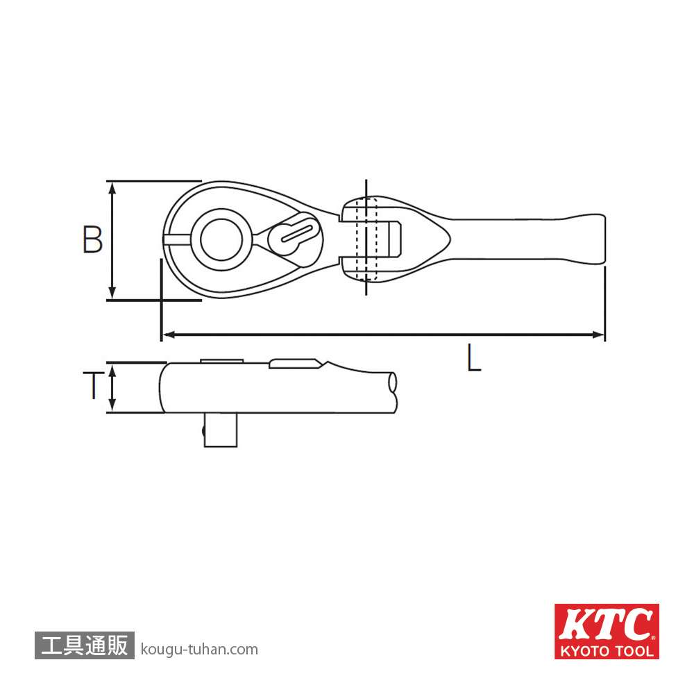 KTC BRC3FS-S (9.5SQ)コンパクトSフレックスラチェット(パック)の画像