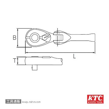 KTC BRC3FS-S (9.5SQ)コンパクトSフレックスラチェット(パック)の画像