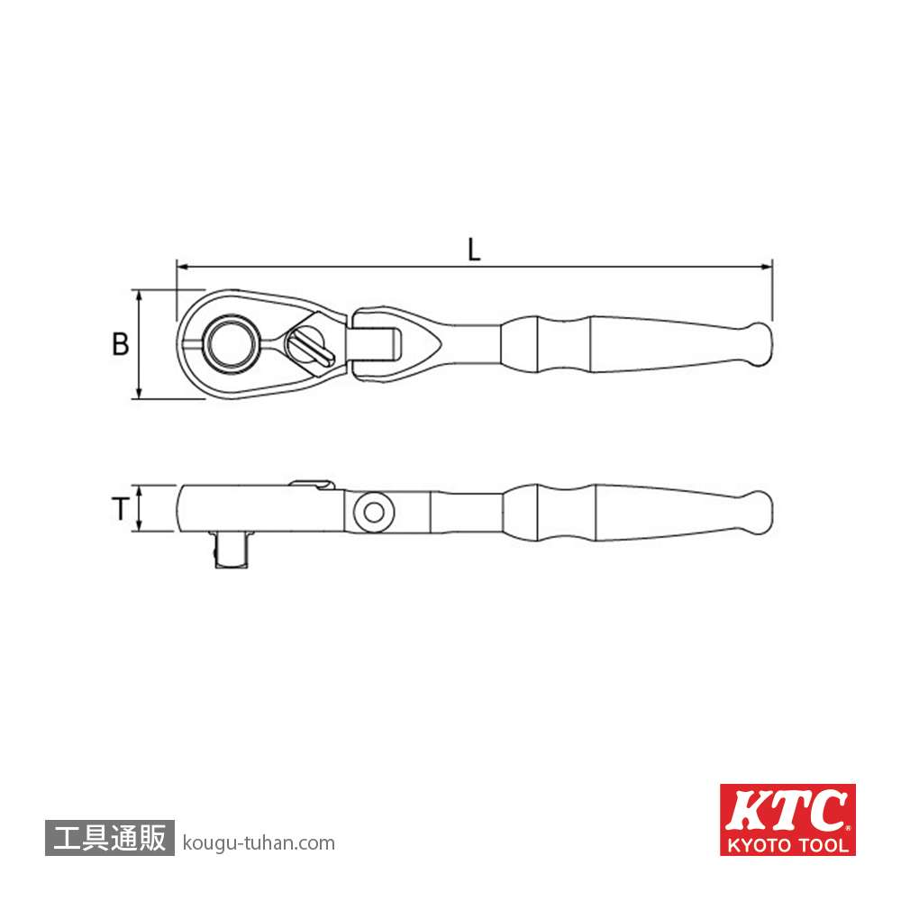 KTC BR390F 9.5sq.ラチェットハンドル(90枚ギア)の画像