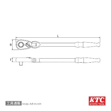 KTC BR390FL 9.5sq.ロングラチェットハンドル(90枚ギア)の画像
