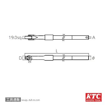 KTC BS6-1050 (19.0SQ)超ロングスピンナハンドルの画像