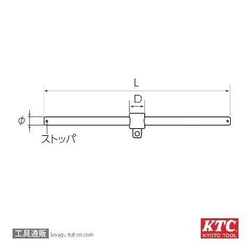 KTC BHM4-S (12.7SQ)スライドヘッドハンドル (パック)の画像