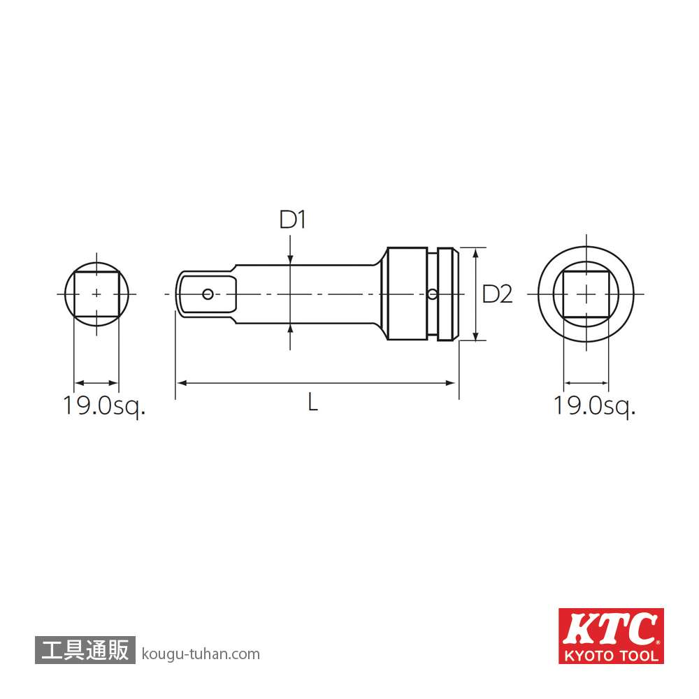 KTC BEP6-250 (19.0SQ)インパクト用エクステンションバーの画像