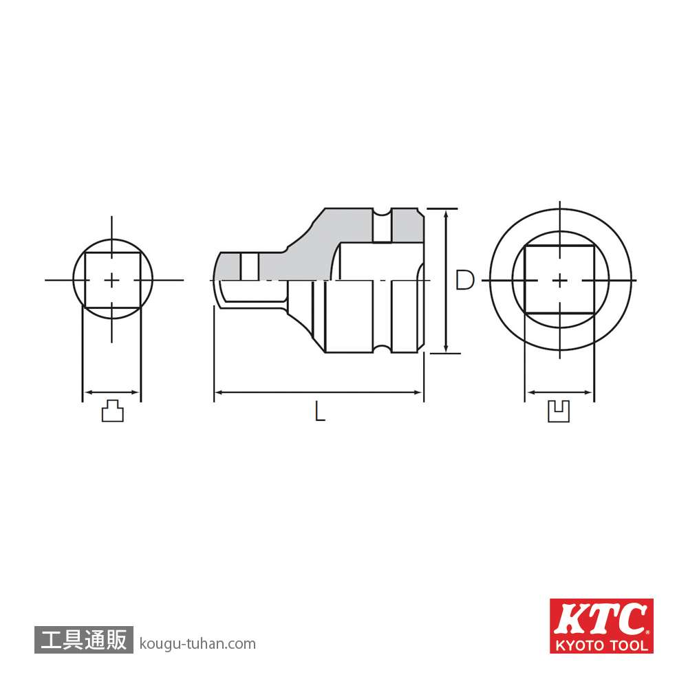 KTC BAP43 インパクトレンチ用アダプタ 12.7X9.5の画像