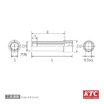 KTC B3L-12 (9.5SQ)ディープソケット (六角)の画像