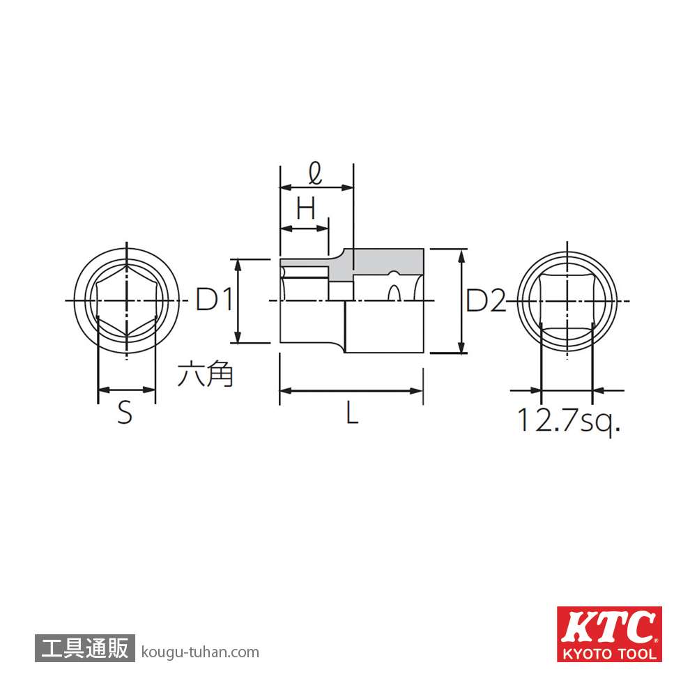 KTC B4-17/32 (12.7SQ)ソケット (六角)の画像