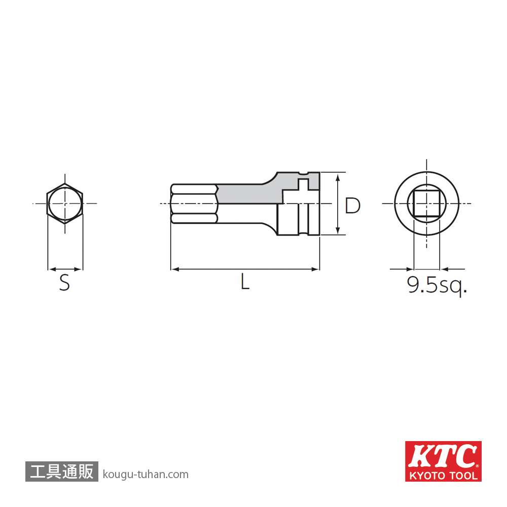 KTC BTP3-12P (9.5SQ)インパクト用ヘキサゴンレンチの画像