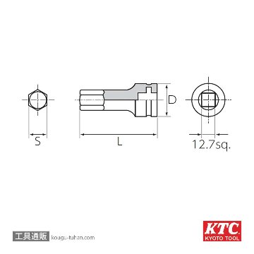 KTC BTP4-17P (12.7SQ)インパクト用ヘキサゴンレンチの画像