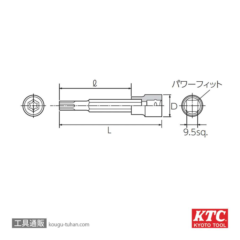 KTC BT3-T55 (9.5SQ)Ｔ型トルクスビットソケットの画像