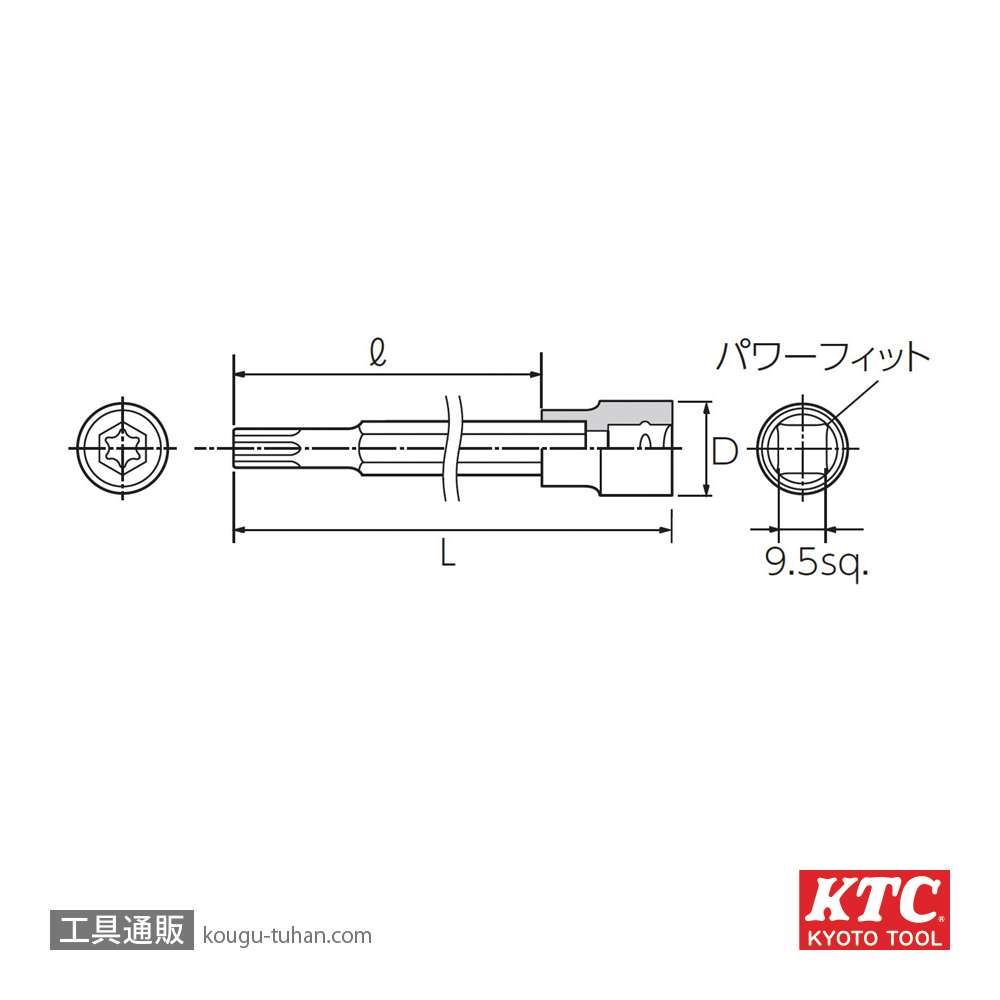 KTC BT3-T20L (9.5SQ)ロングＴ型トルクスビットソケットの画像