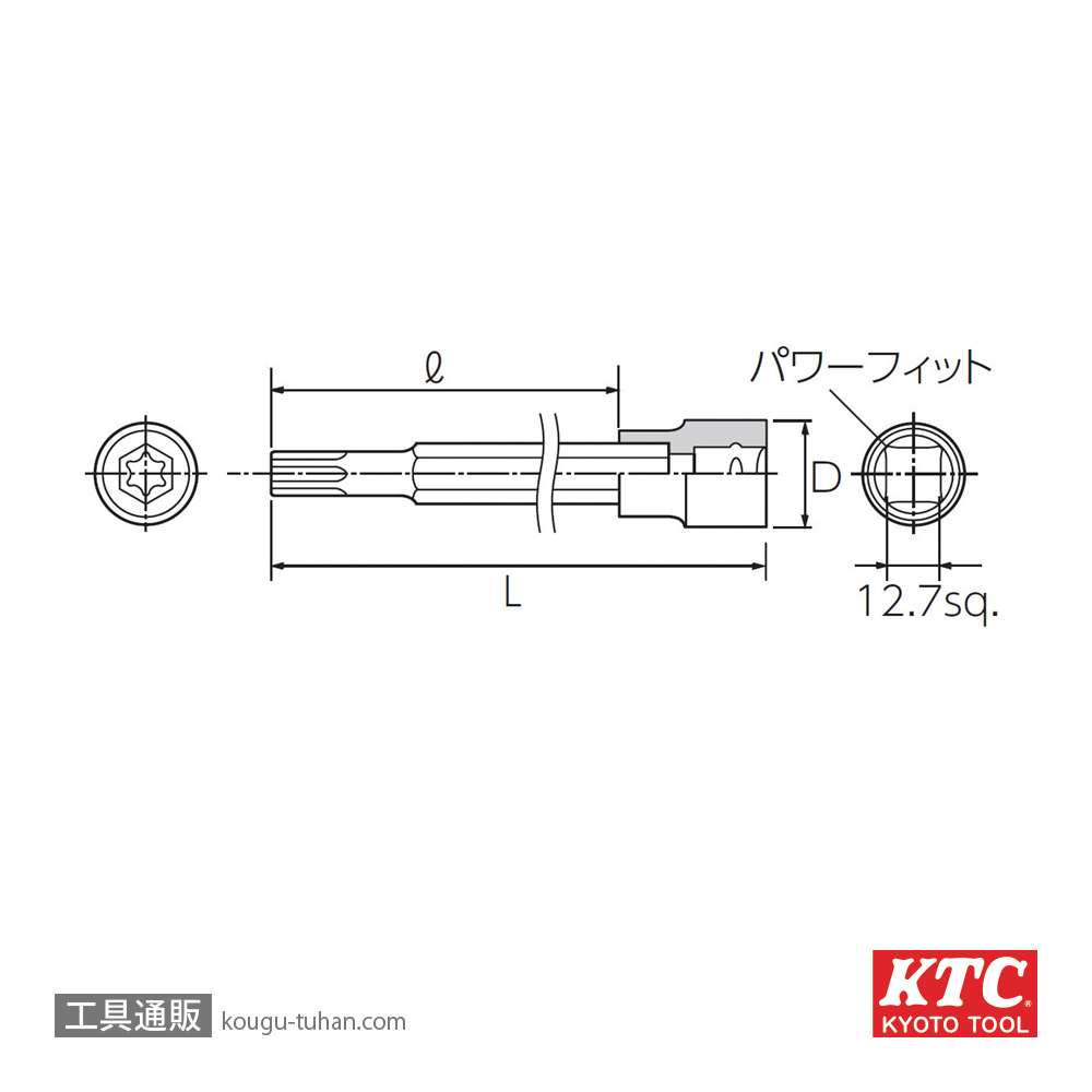 KTC BT4-T60L (12.7SQ)ロングT型トルクスビットソケットの画像